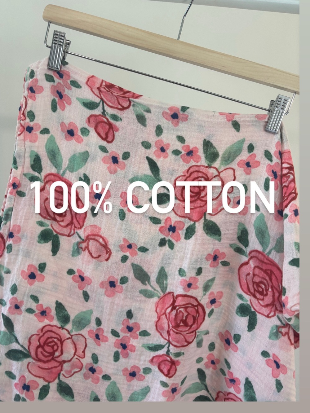 Cloud Island Pink Floral Swaddle/ Scarf / Stroller Accessory | 100% cotton